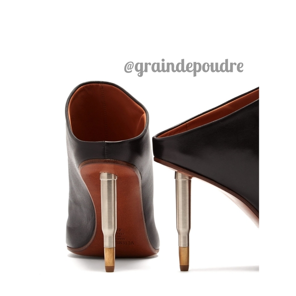 ♥️ 4x HP ♥️ Vetements Soft Black Leather Round Toe Bullet Heel Mules 38 7.5 - Picture 5 of 11